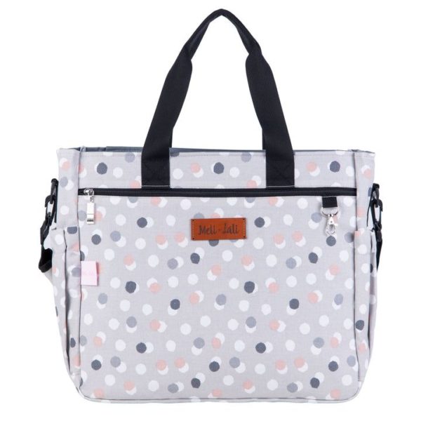 bolso carrito party dots gris y rosa