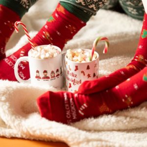 kit taza con calcetines feliz navidad